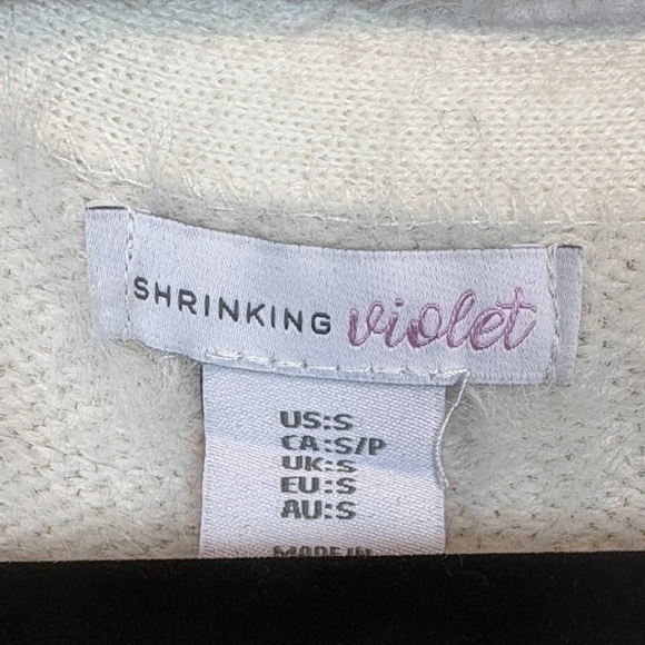 Shrinking Violet Ivory Cardigan with Sky and Mustard Patterns - Picture 7 of 11